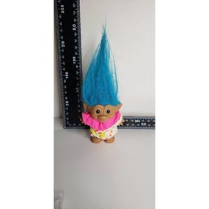 Blue Hair Troll Doll Clown Fun Silly Pink Yellow and White Romper Outfit…